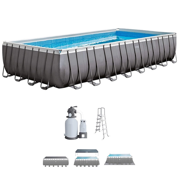 Intex 26374 Swimming outdoor inflatable Ultra Frame Pool Black pool cover Rectangular above Ground Pool & Accessories