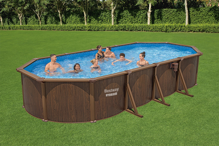 Bestway 561CW Picinas Oval Hydrium Steel Wall Luxury Family Above Ground Large Iron Pool Swimming Outdoor