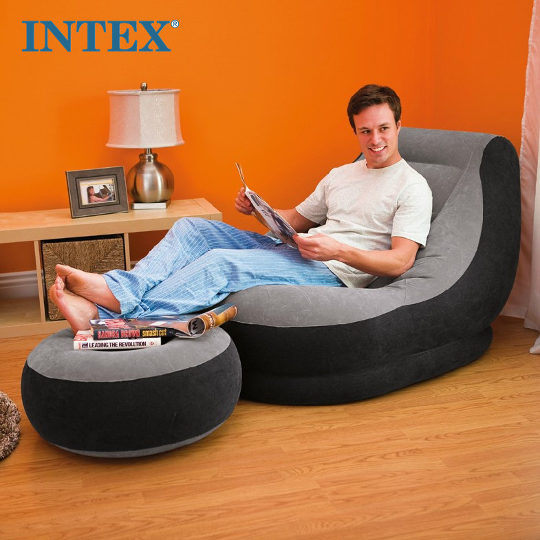 Intex Inflatable Chair 68564  Ultra Lounger & Ottoman Set Air Chair With Footrest