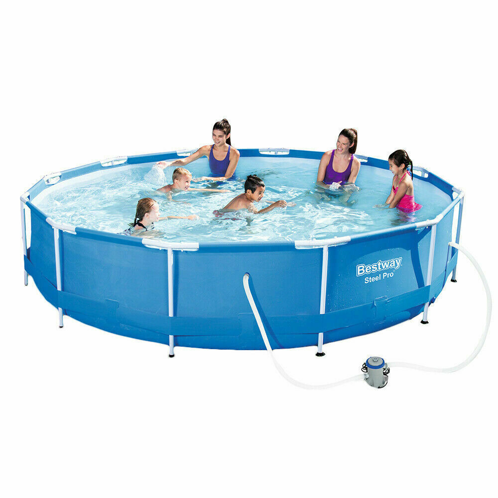 Bestway 56416 Steel Pro Frame Pool Folding Stable Water Game Swim Pool with Cup Holder Adult Plastic Swimming Pool Filter Pump