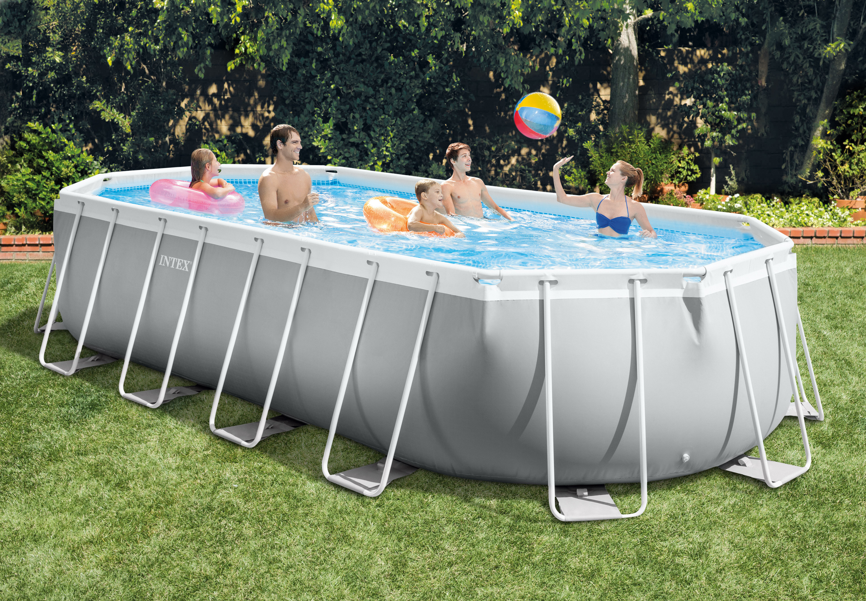 INTEX 610x305x122cm 26798 Piscina Outdoor Portable PVC Above Ground Oval Metal Frame Swimming Pool