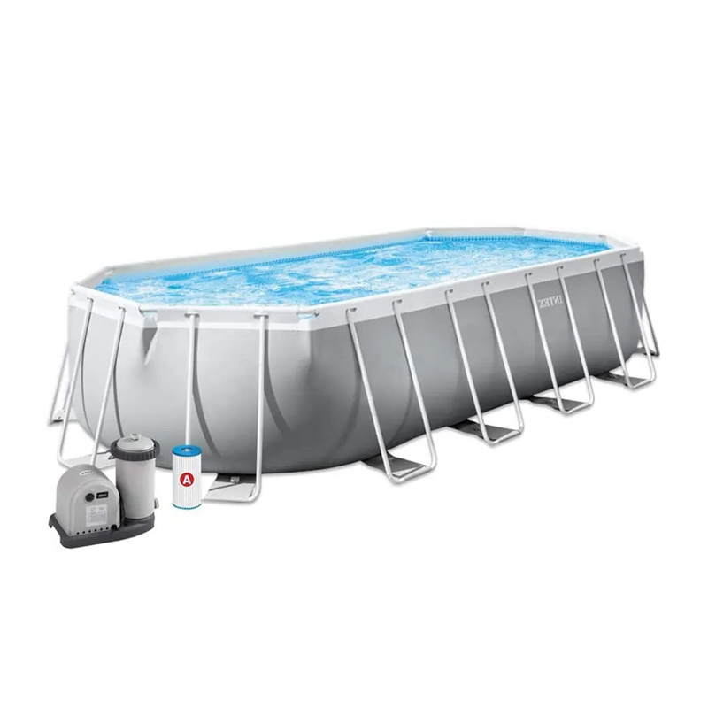 INTEX 610x305x122cm 26798 Piscina Outdoor Portable PVC Above Ground Oval Metal Frame Swimming Pool