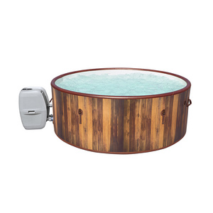 Bestway 60025 Morden Helsinki Smart AirJet Plus Brown Barrel Outdoor Round Inflatable Folding Spa Bathtubs