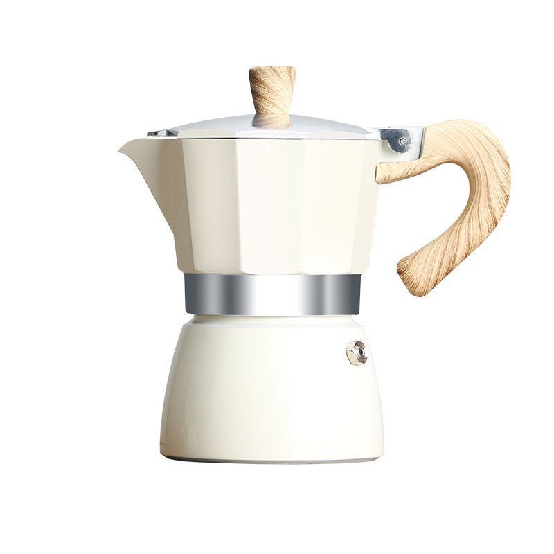 Customize top quality cream white color 6 cup aluminum espresso coffee maker moka pot