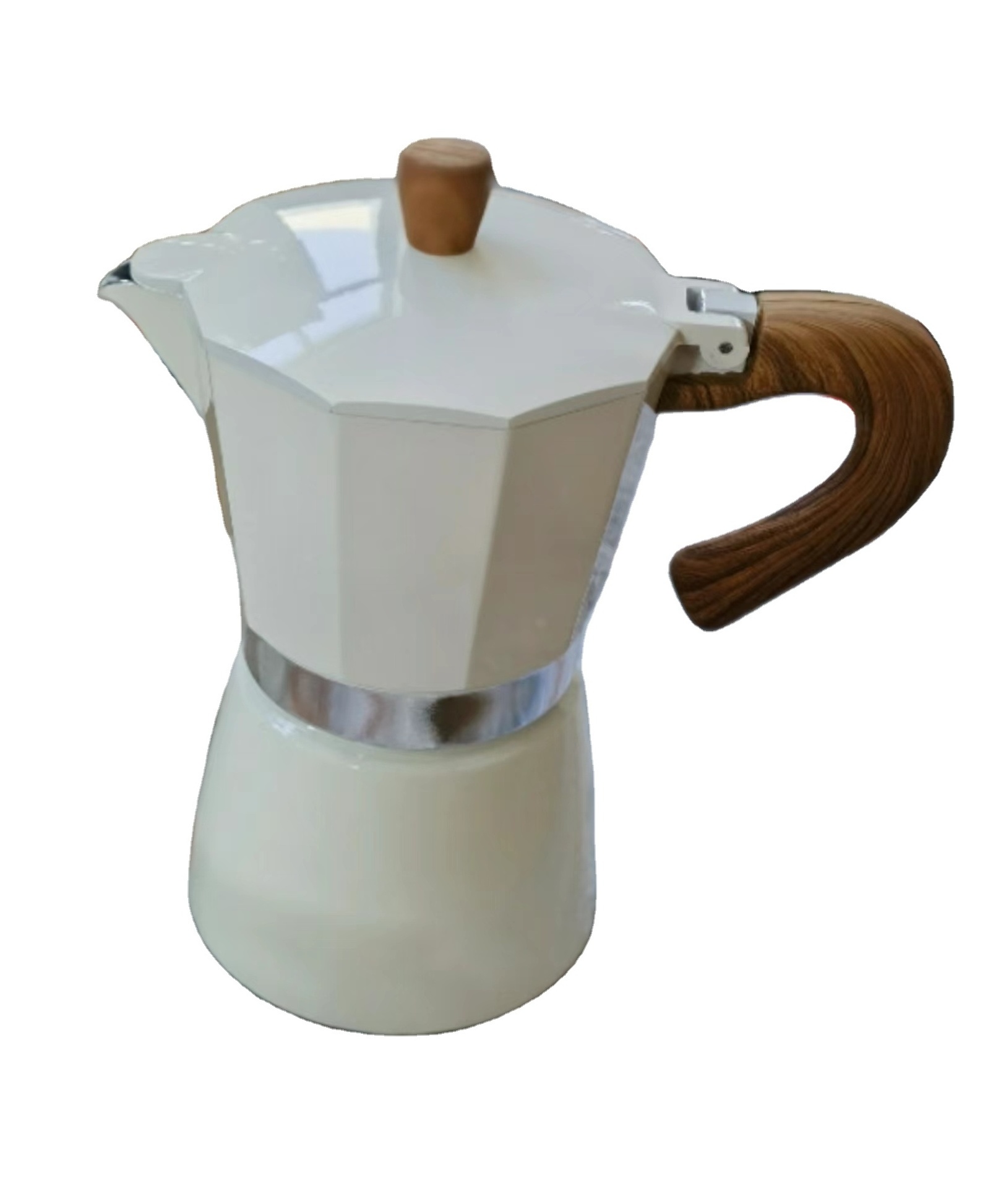 Customize top quality cream white color 6 cup aluminum espresso coffee maker moka pot