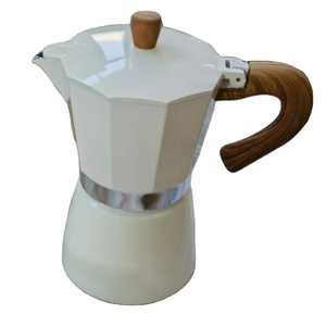 Customize top quality cream white color 6 cup aluminum espresso coffee maker moka pot