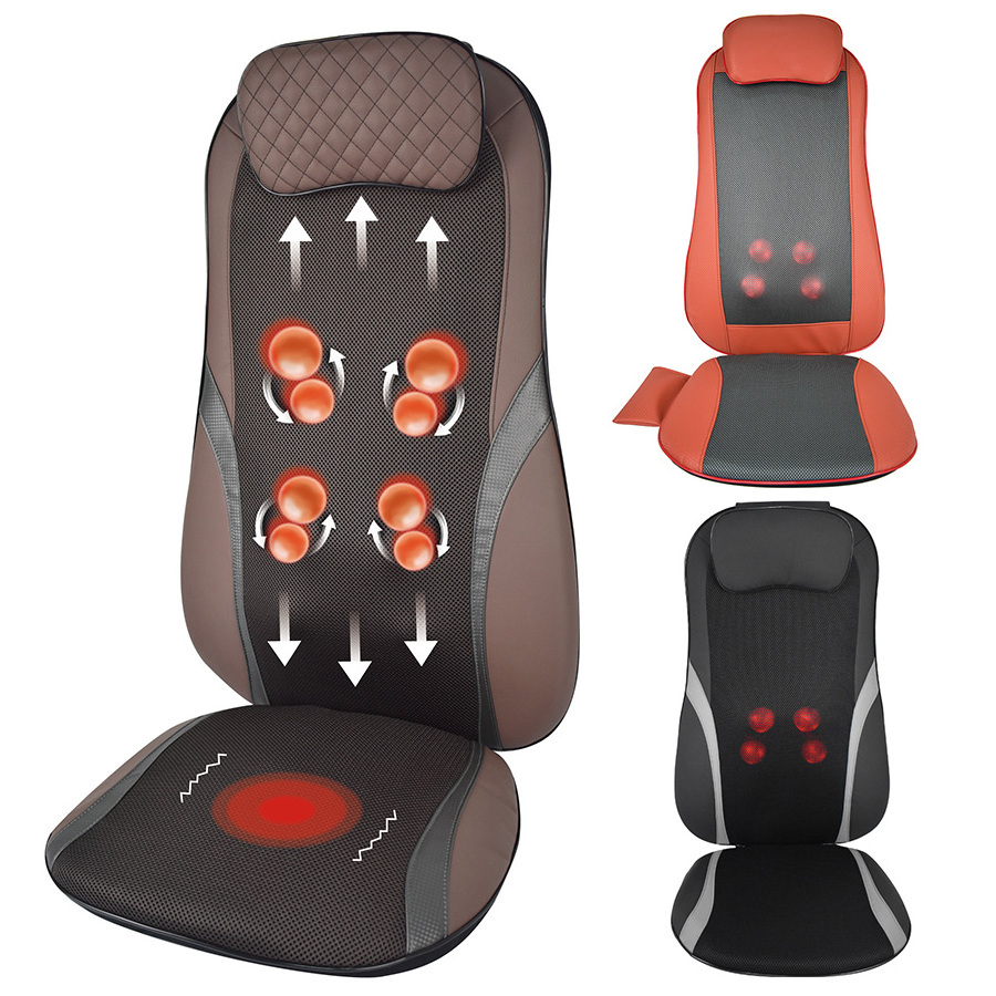 Customized 3D rolling kneading back massage machine seats vibrator shiatsu massage cushions for back pain relief