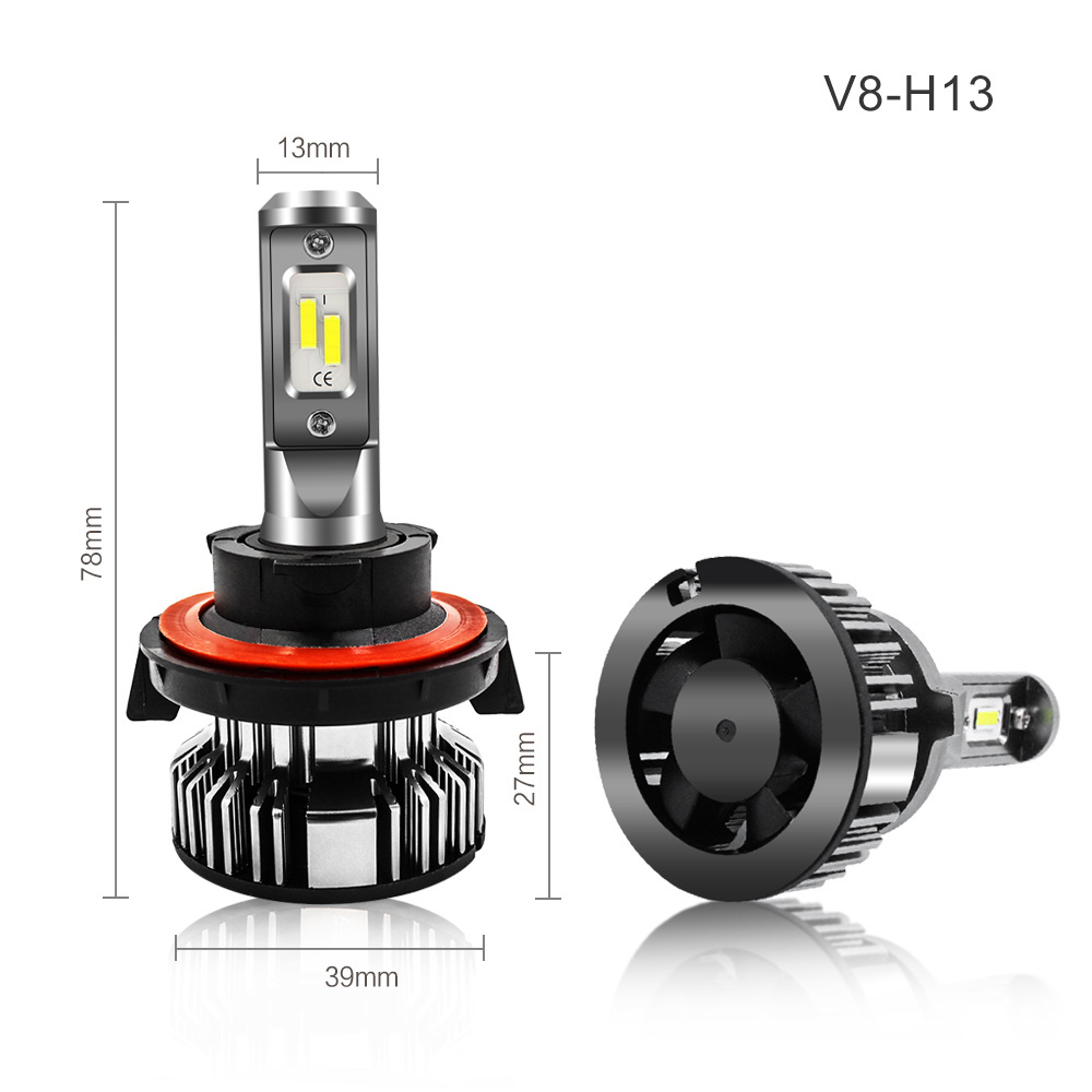 V8  9008 H13 100W 20,000LM 600% Brightness 6000K Xenon White for Dual Beam Conversion Kits LED Headlight Bulbs Canbus