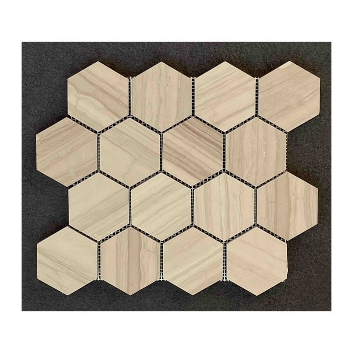 Hot Sale China Athen Wood Beige Marble Polished Honed Herrinbong Design Bathroom Wall Tile Kitchen Backsplash