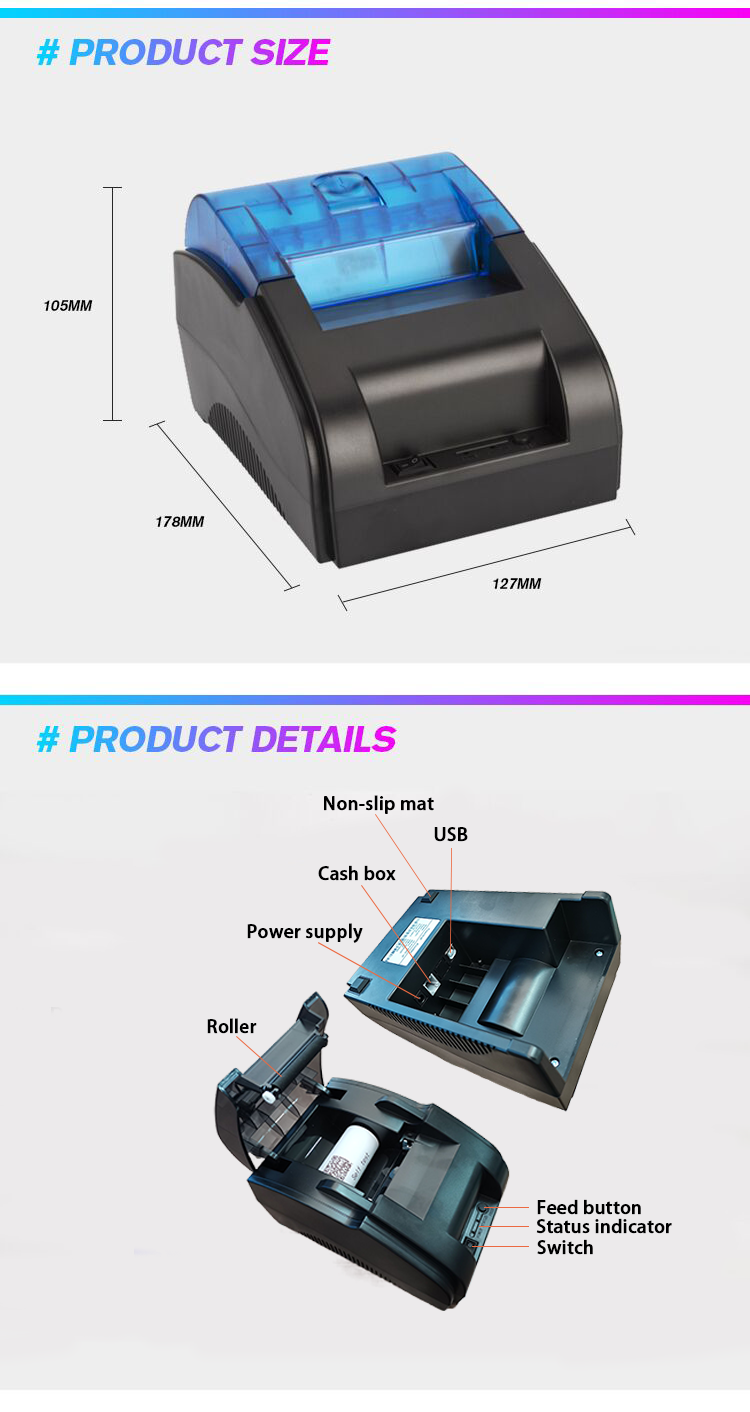 58mm desktop passport photo x terminal fabric barcode label portable Ethernet phoro mini imprimante thermique printer