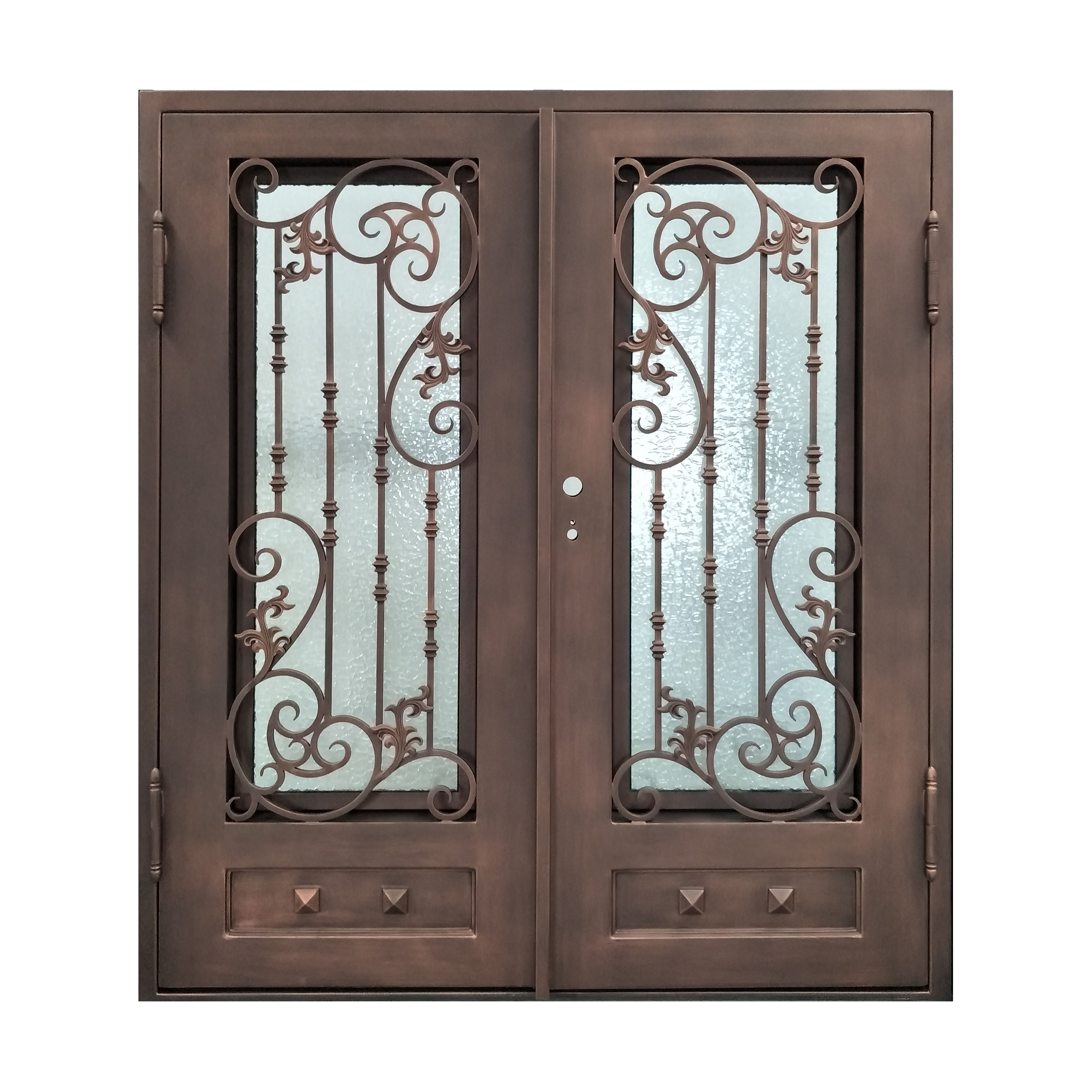 Modern Iron Entry Door Design Entrance Security Wrought Iron Door with Glass Bedroom Steel Swing Industrial Graphic Design XMOYA