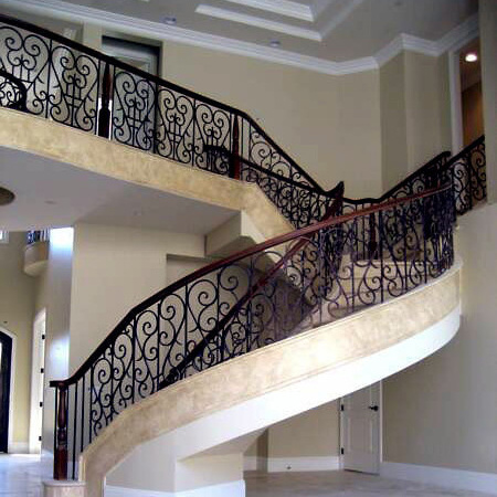 Villa Modern Fashion And Simple Style Interior Stair Handrail Wrought Iron Baluster Design Indoor Wrought Iron Railings