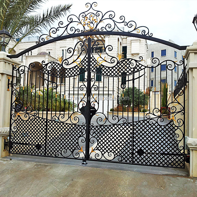 Electric Motors Main Iron Entrance Gate Design 2020/Villa Swing Driveway Gates Single Main Door Exterior Iron Folding Gate Price