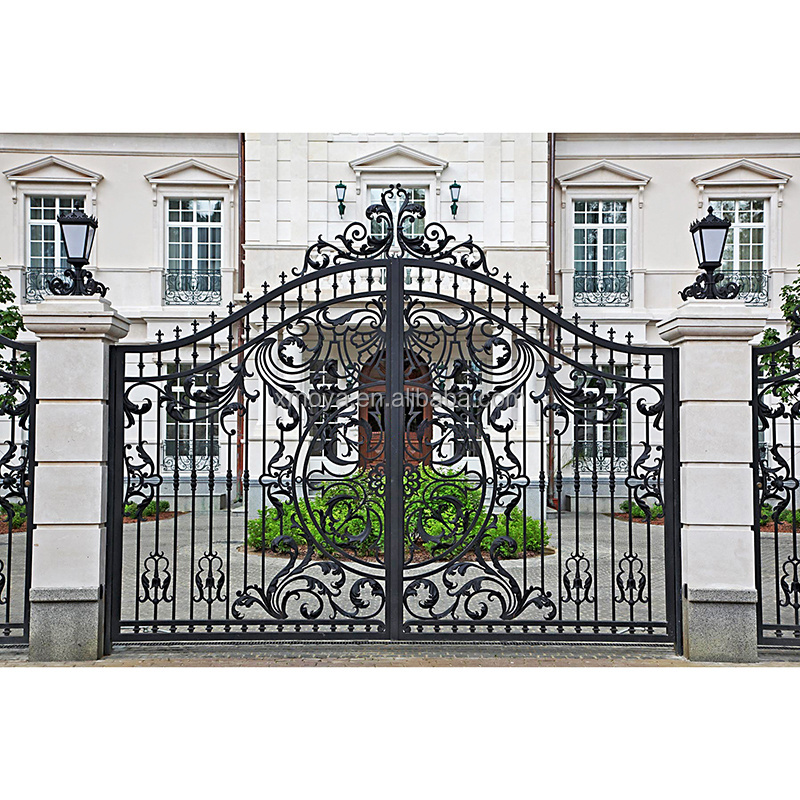 Electric Motors Main Iron Entrance Gate Design 2020/Villa Swing Driveway Gates Single Main Door Exterior Iron Folding Gate Price