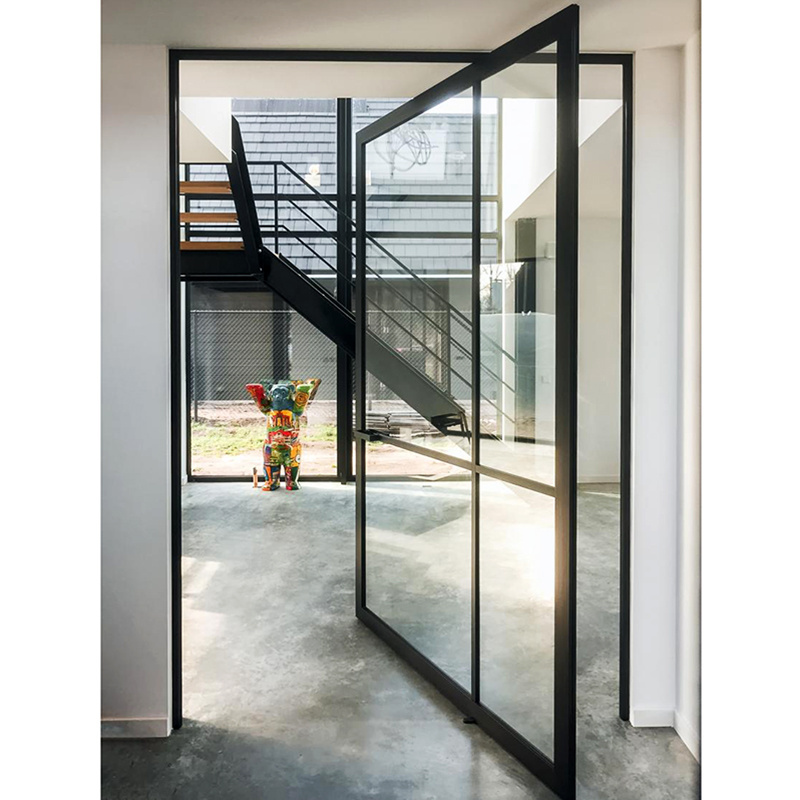 Glass Pivot Doors 48 Inches Exterior Doors Front Steel for Houses Modern Home Swing Graphic Design Stained Glass Window 5 Years