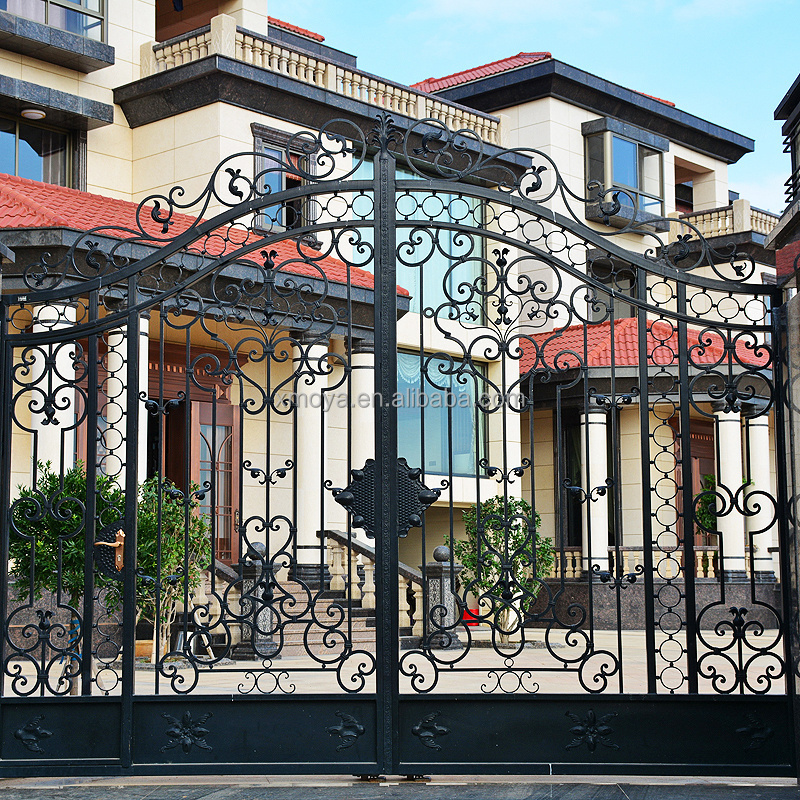 European Style Luxury Private Villa Main Iron Entry Gates New Design Swing Wrought Iron Gate Design For Villa