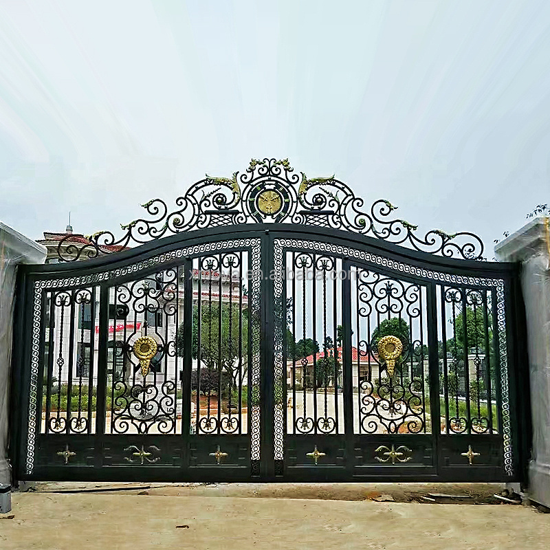 European Style Luxury Private Villa Main Iron Entry Gates New Design Swing Wrought Iron Gate Design For Villa