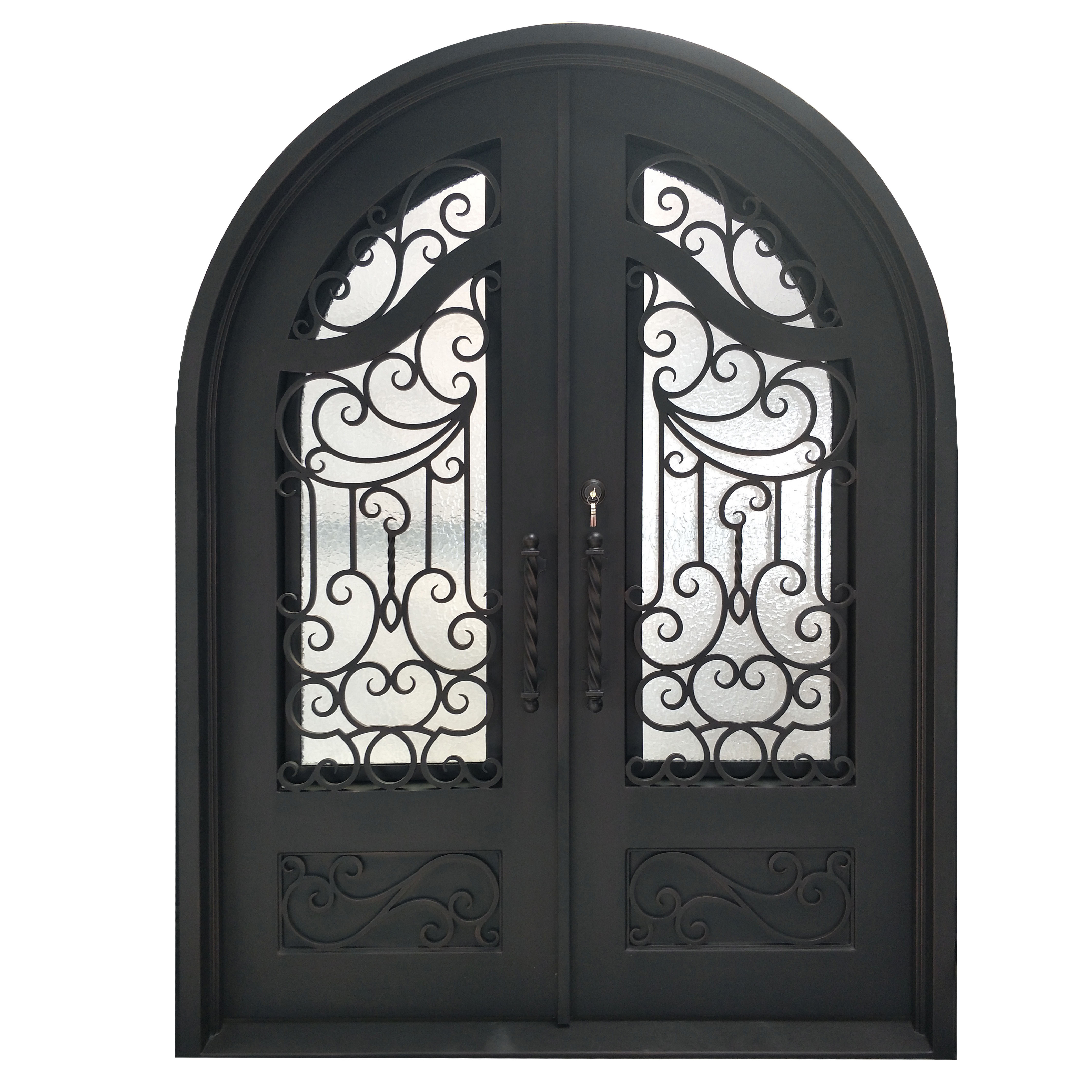 Galvanized Fancy Security Wrought Iron Doubleglass Design with Glass Manufacturers Direct Custom Iron Door Steel Modern Swing