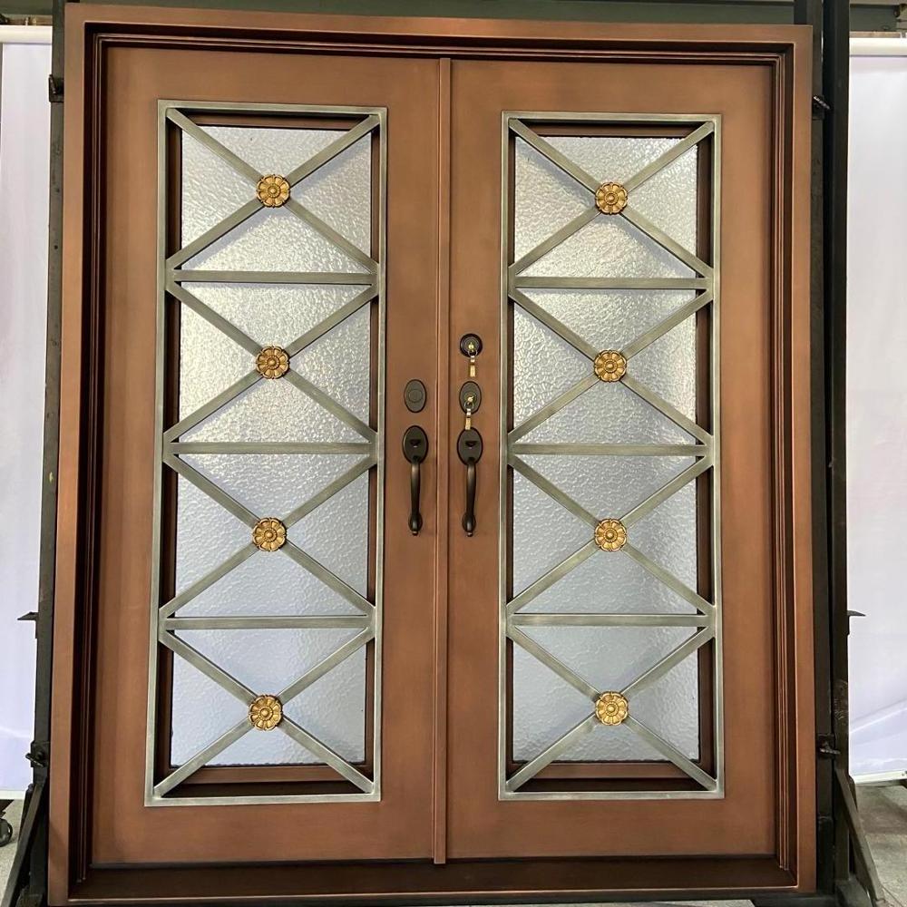 Customized Exterior Wrought Iron Security Door Main Front Double Entry Door Design Interior Room Door Design For House