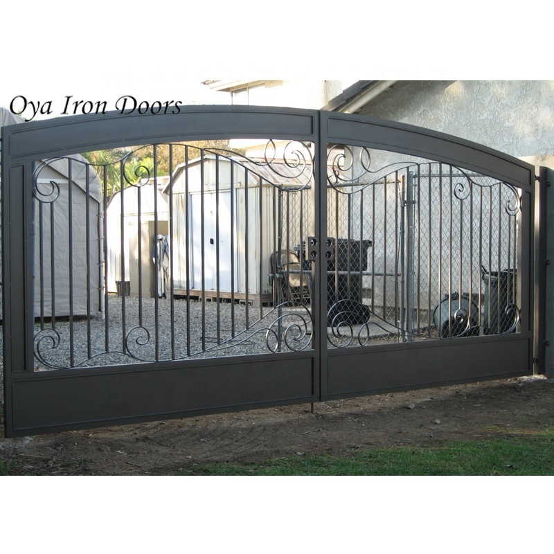 Swing Driveway Gates Wrought Iron Main Gate Designs Villa Used Iron Modern Automatic Luxury Steel Villa Customized Size 5 Years