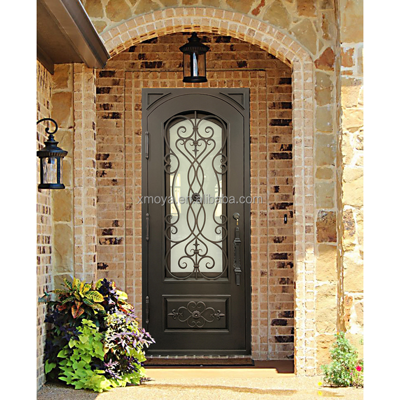 Single Iron Front Door Patio Wrought Iron Single Door Wrought Iron Soundproofing Door And Glass/Residential Puertas Exteriores