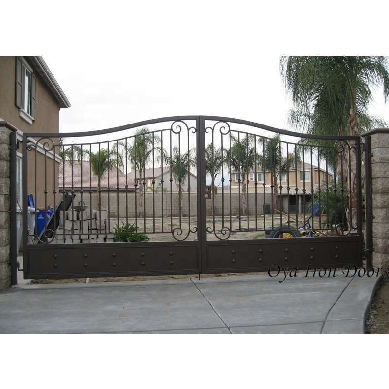 Swing Driveway Gates Wrought Iron Main Gate Designs Villa Used Iron Modern Automatic Luxury Steel Villa Customized Size 5 Years