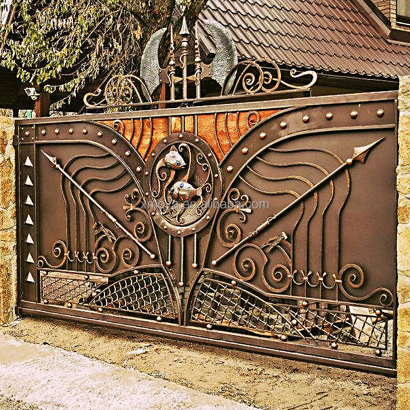 Beautiful House Wrought Iron Gate Villa Main Auto Gate High Quality House Main Gate Designs Swing Driveway Gates