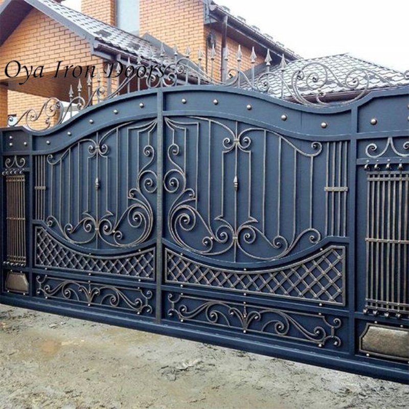 Swing Driveway Gates Wrought Iron Main Gate Designs Villa Used Iron Modern Automatic Luxury Steel Villa Customized Size 5 Years