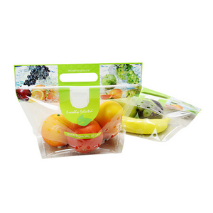 Micro perforation fruit packaging bags with vent holes and carry handle