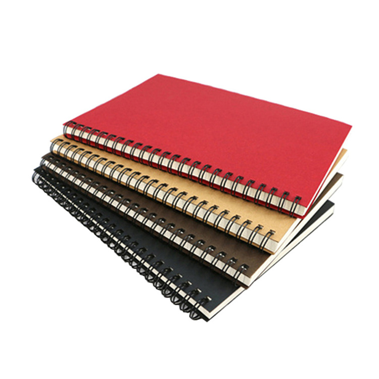 Eco friendly oem recycle paper cover coil double wire spiral notebook for student