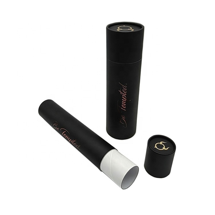 Custom logo printed black paper tube product packaging round cylinder box for packiging