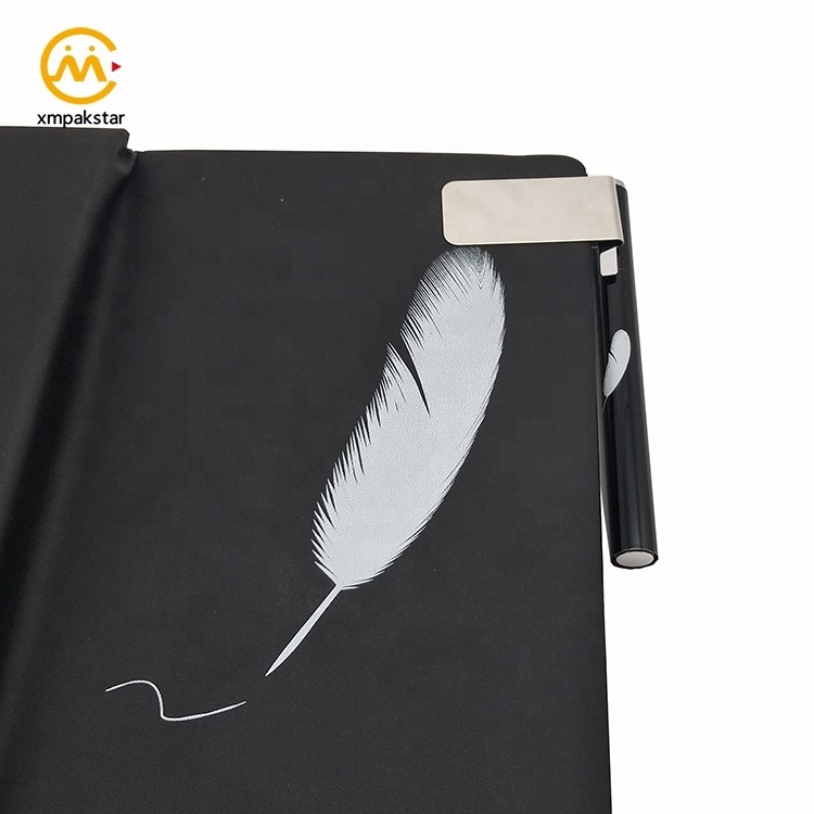 A5 size black PU leather hardcover private label custom 2024 business journals and planners printing