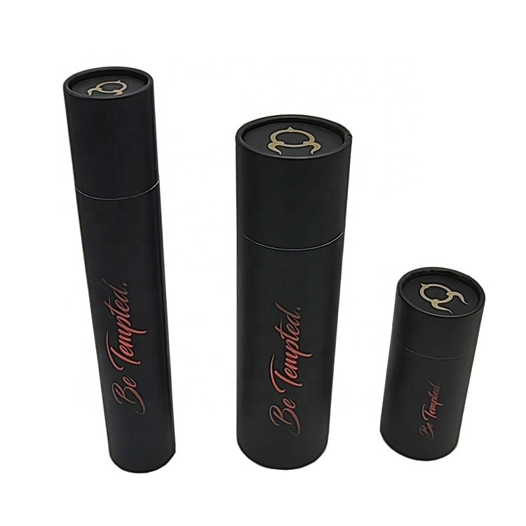 Custom logo printed black paper tube product packaging round cylinder box for packiging