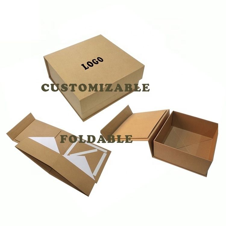 Custom logo printed magnetic cardboard collapsible skin care product packaging gift box for cosmetics