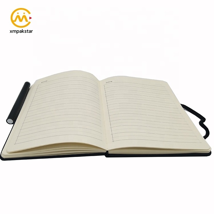 A5 size black PU leather hardcover private label custom 2024 business journals and planners printing