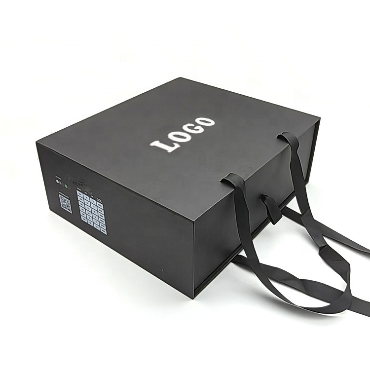 Custom logo luxury black cardboard empty paper drawer shoes boxes for packiging with handle