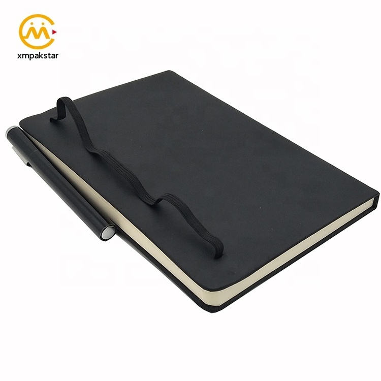 A5 size black PU leather hardcover private label custom 2024 business journals and planners printing