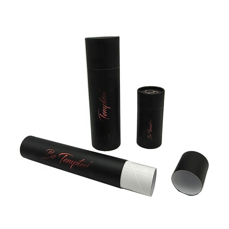 Custom logo printed black paper tube product packaging round cylinder box for packiging