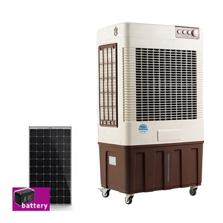 Mechanical Rechargeable 80W 40L With battery with solar panel With Top ice box 3 speed Copper solar evaporative air cooler