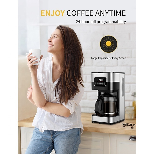 Home personal wholesale 1.5 L Smart LCD Touchscreen Anti-drip Automatic drip coffee maker automatic coffee making machine