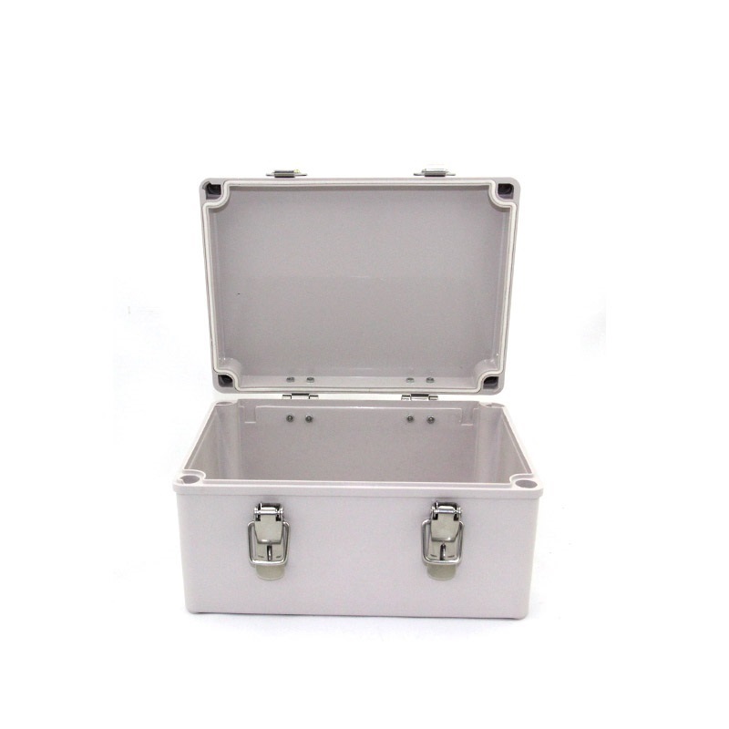 Ip66 IP67 ABS waterproof junction box with stainless steel metal buckle hinge cover design