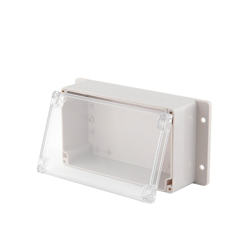 CCTV IP67 PC ABS plastic junction box Outdoor waterproof control enclosure with transparent cover and mounting ears