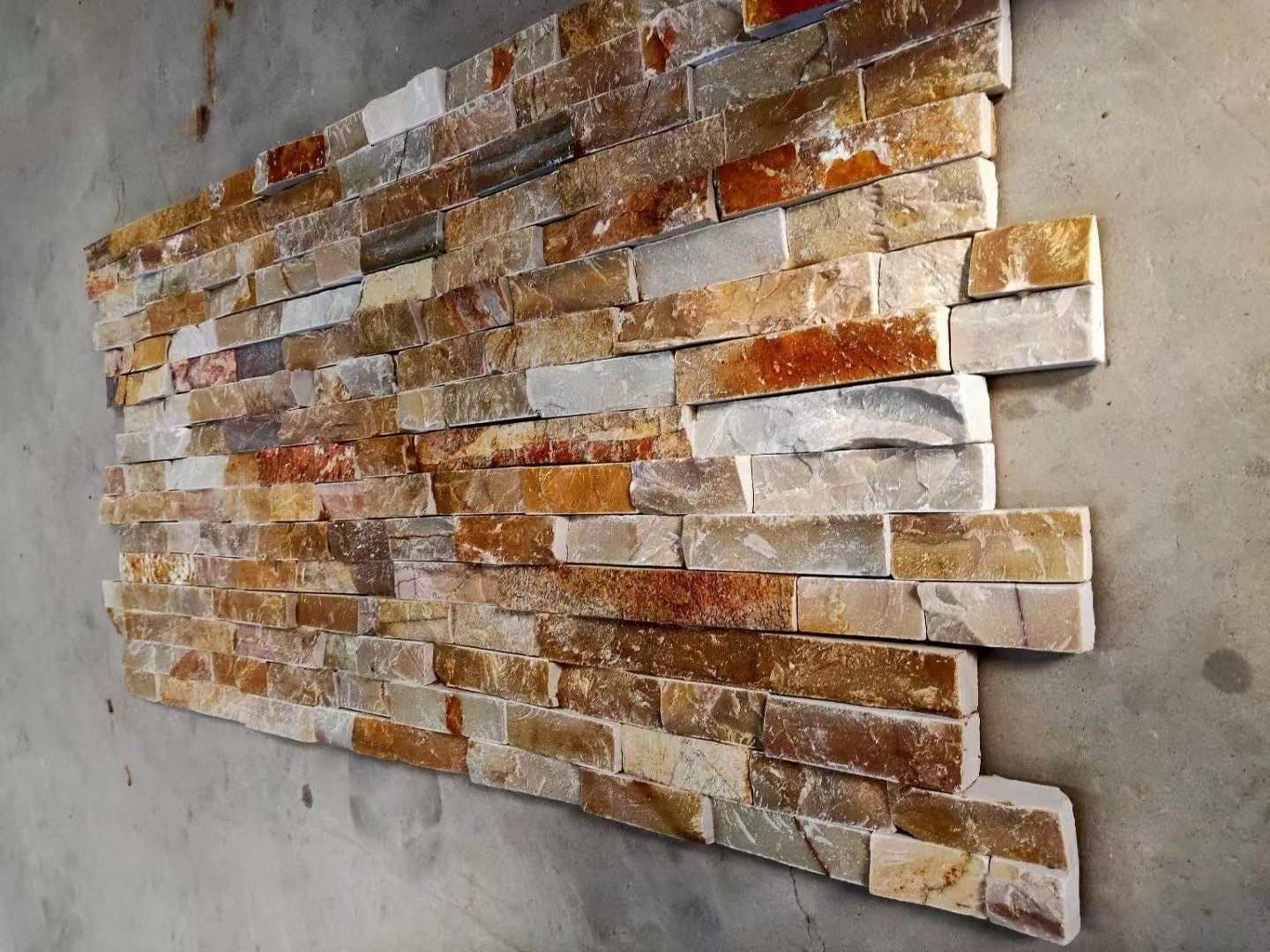 High Quality Yellow White Gold Quartzite Cemented Stacked Stone Ledge Panel