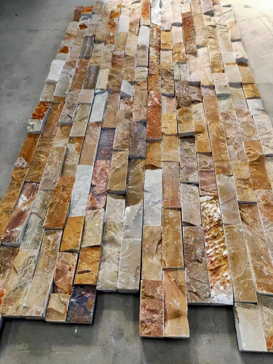 High Quality Yellow White Gold Quartzite Cemented Stacked Stone Ledge Panel