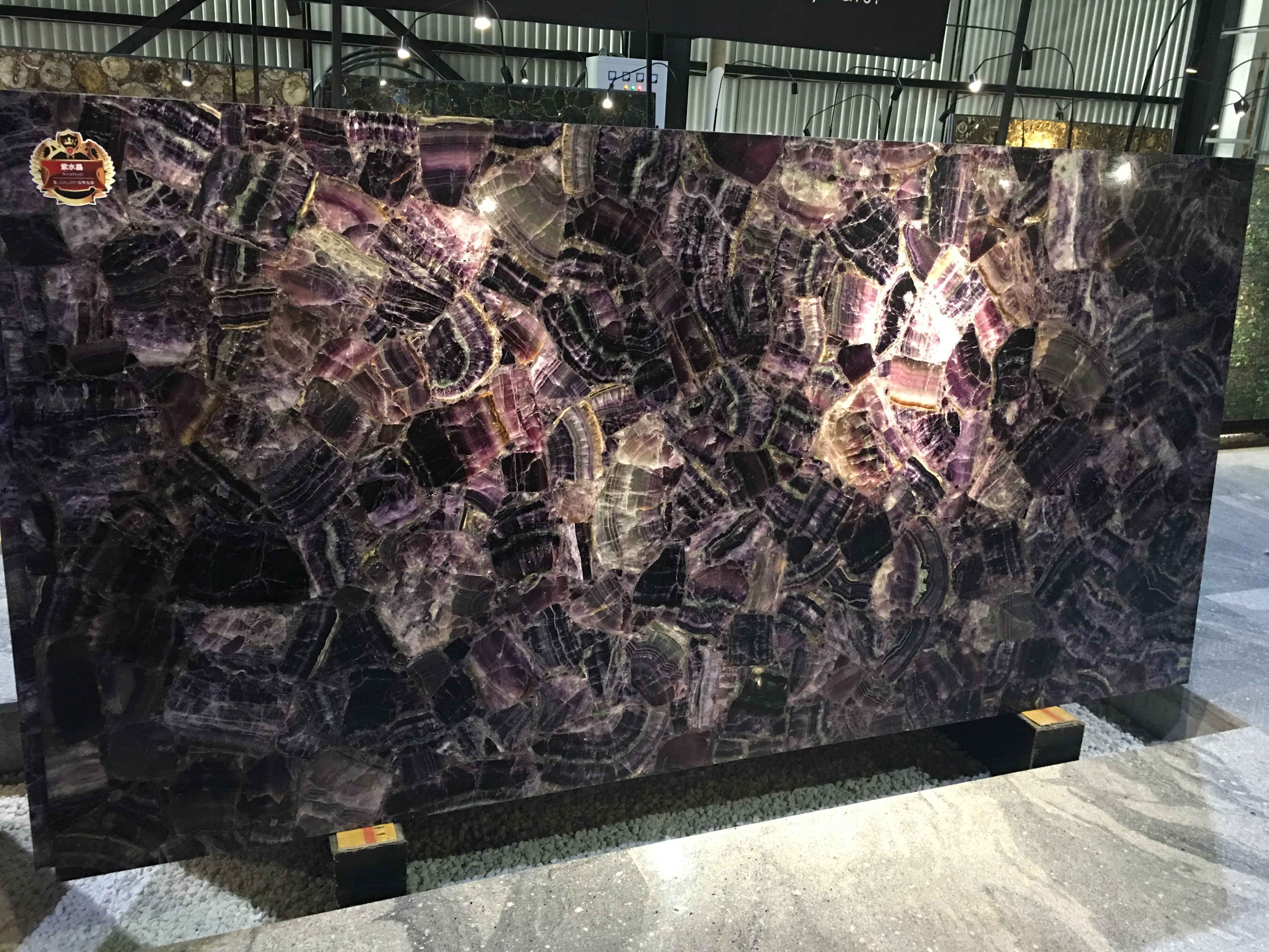 Beautiful Amethyst Purple Crystal Polished Slab Good Countertop and Background Wall