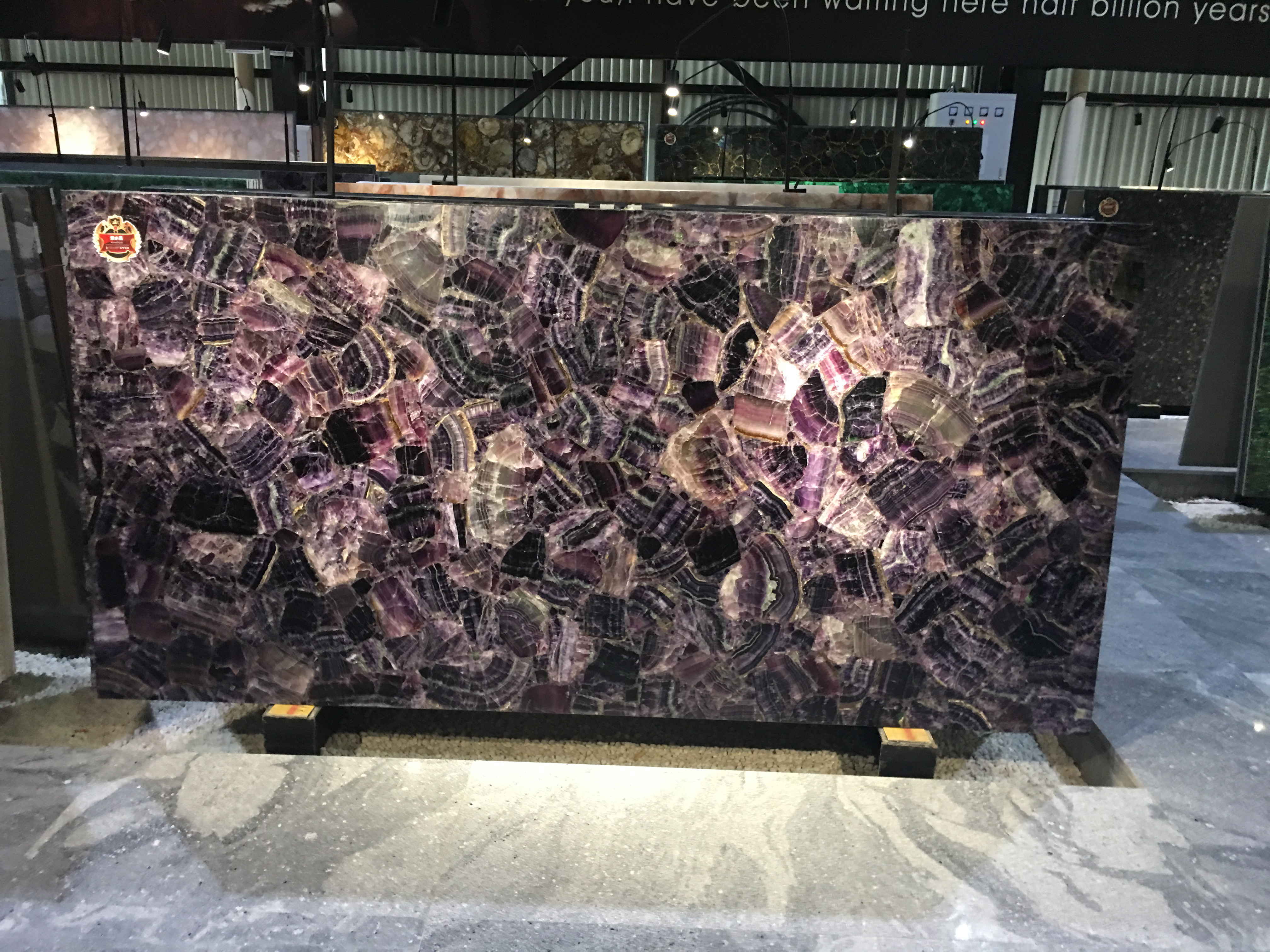 Beautiful Amethyst Purple Crystal Polished Slab Good Countertop and Background Wall