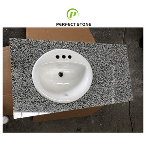 High Quality Gray Bathroom Vanity Tops Cheap Grey White Granite Basin Vanity Top