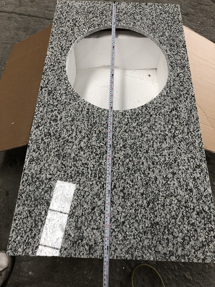 High Quality Gray Bathroom Vanity Tops Cheap Grey White Granite Basin Vanity Top