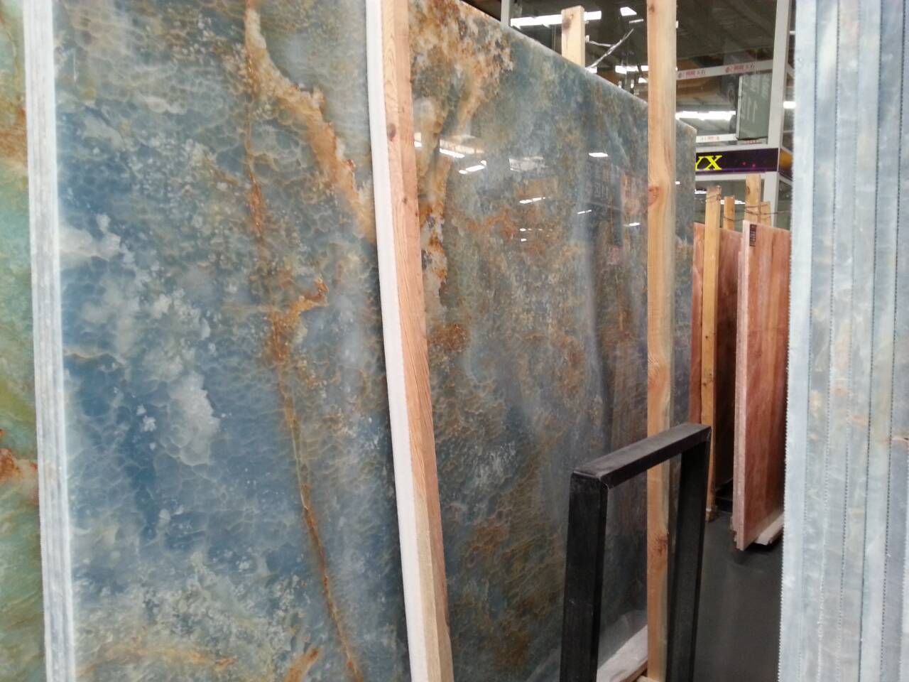 Natural Slabs Blue Color Onyx Stone Price Graphic Design Blue Onyx Stone