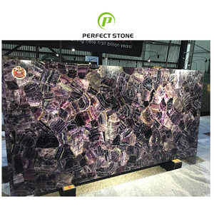 Beautiful Amethyst Purple Crystal Polished Slab Good Countertop and Background Wall